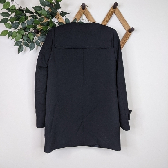 Zara Duffle Style Horn Toggle Black Pea Coat Jacket - Picture 3 of 10